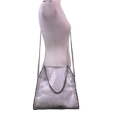 Inzi Women’s Silver & White Faux Leather Snake Pattern Chain Strap Crossbody Bag