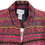 Chicos Womens Pink & Black Patterned Edanas LS Jacket Stylish Size 1