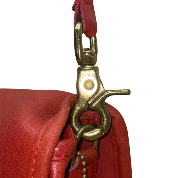 Coach Women’s Ruby Red Glove-Tanned Leather Turnlock Closure Crossbody Bag