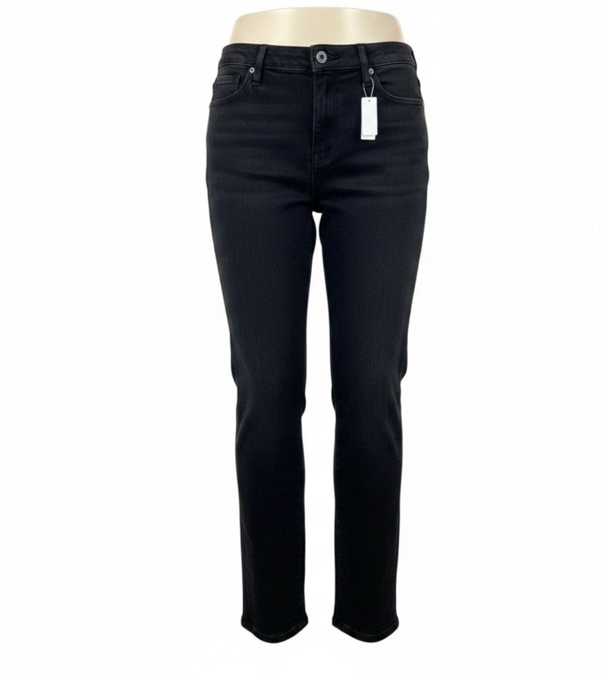 Lands End Womens Black Slim Fit 5-Pocket Stretch Denim Jeans Size 16
