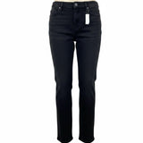 Lands End Womens Black Slim Fit 5-Pocket Stretch Denim Jeans Size 16