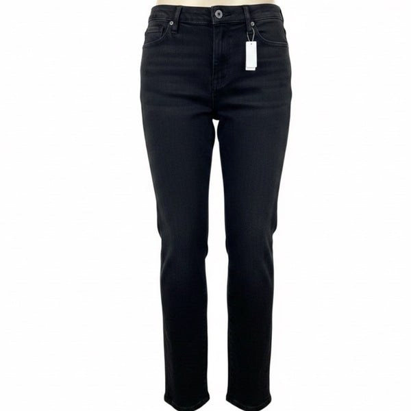 Lands End Womens Black Slim Fit 5-Pocket Stretch Denim Jeans Size 16