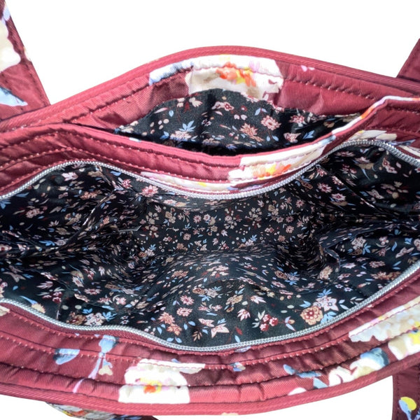 Vera Bradley Women’s Maroon Quilted Blooms & Branches Floral Print Vera Tote Bag