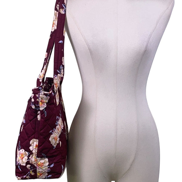 Vera Bradley Women’s Maroon Quilted Blooms & Branches Floral Print Vera Tote Bag