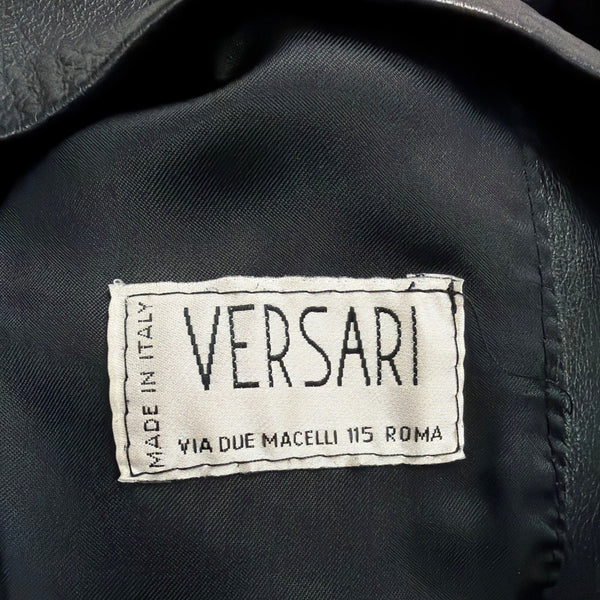 Versari Womens Black Leather Blazer Jacket Made In Italy Size 42