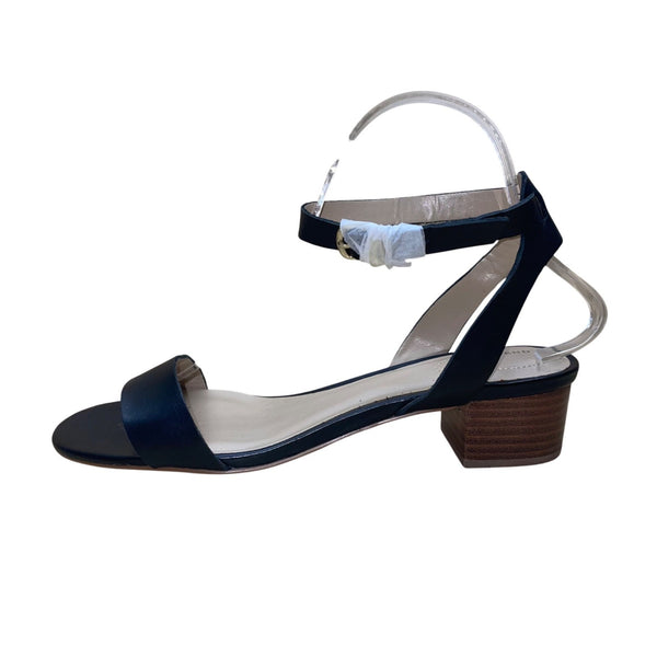 Lands End Women’s Black Leather Block Heel Open-Toe Sandals Size UK6/US8/8.5