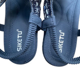 Siketu Women’s Blue Embellished T-Strap Flexible Sole Sandals Size 42