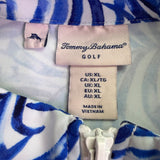 Tommy Bahama Womens Blue & White Dress Short Sleeve Zip Front Leaf Print Sz XL  