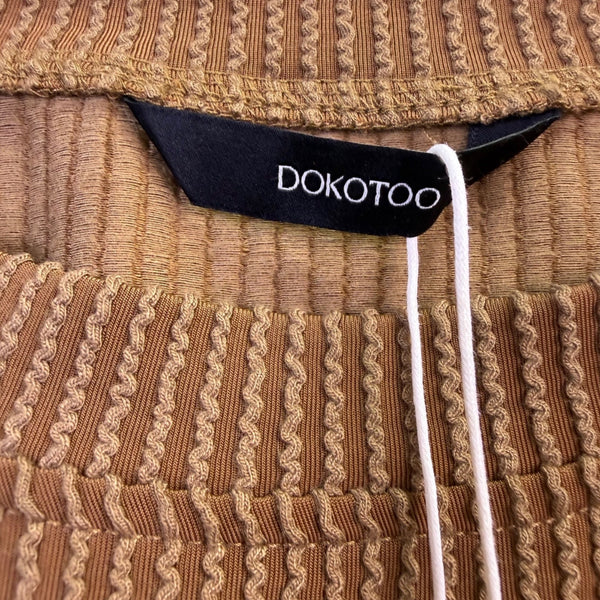 Dokotoo Womens Camel & Beige Ribbed Pullover Sweater Top Casual Sz M