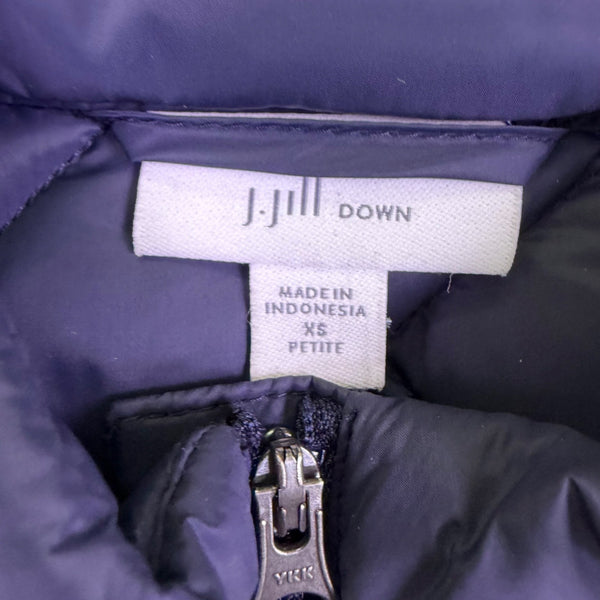 J.Jill Womens Navy Down Quilted Puffer Vest Petite Lightweight Collar Sz XS