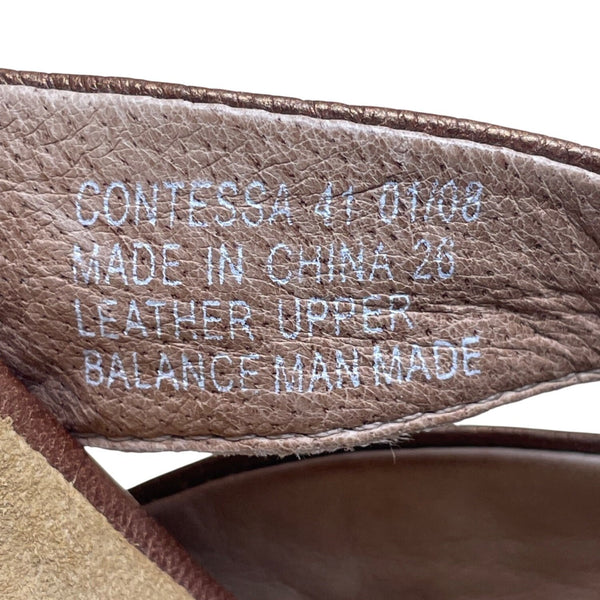 Umberto Raffini Women’s Copper Brown Leather Contessa Wedge Sandals Size 41