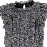 1. State Womens Black & White Ruffle Sleeve Floral Print Midi Dress Size S