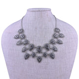INC Womens Silver Tone Metal Bib Necklace Elegant Design Lobster Clasp