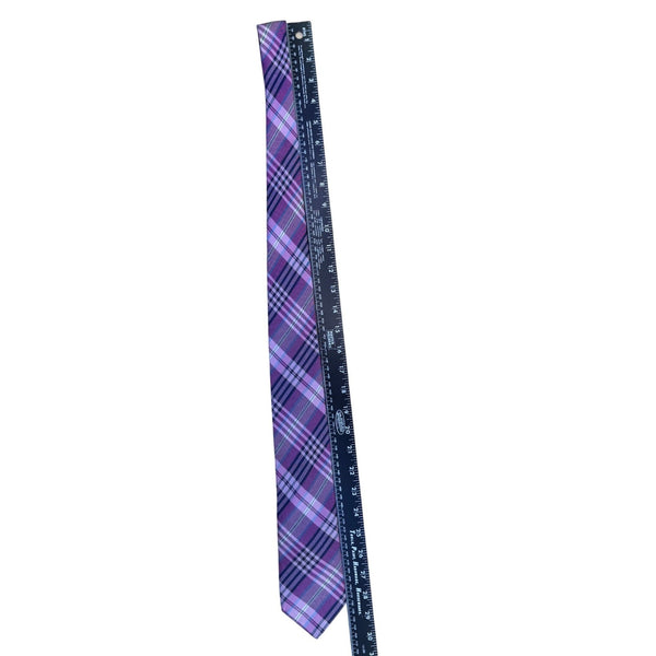 Covington Mens Purple Silk Plaid Necktie Classic Formal Dry Clean Only