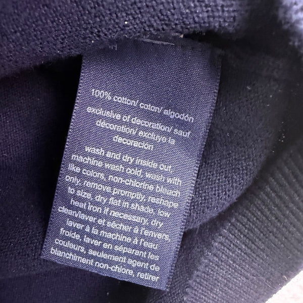 Tommy Hilfiger Womens Navy Cotton Sweater V-Neck Argyle Studded Design Sz XS