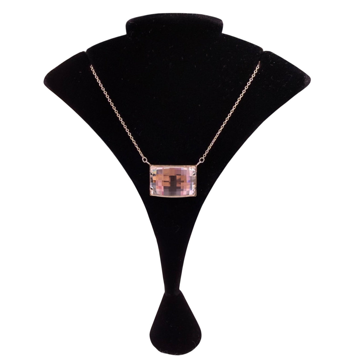 Swarovski Womens Silver Tone Crystal Necklace Adjustable Chain Clear Pendant