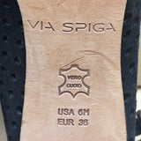 Via Spiga Womens Black Suede Slingback Perforated High Heel Sandals Sz 6M