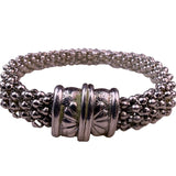Vintage Womens Silver Tone Mesh Bracelet Adjustable Handmade Retro Style