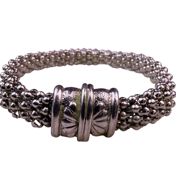 Vintage Womens Silver Tone Mesh Bracelet Adjustable Handmade Retro Style