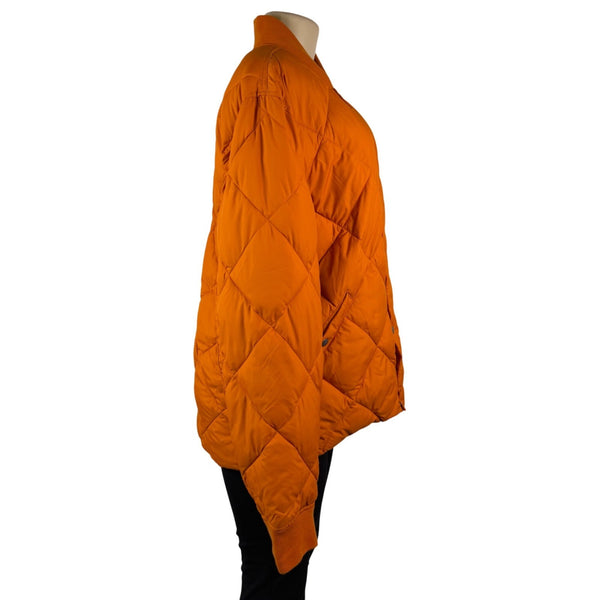 Lucky Brand Womens Orange Quilted Jacket Water-Resistant Durable Size L