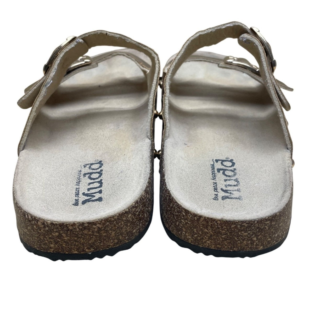 Mudd Women’s Gold Metallic Cork Sole Adjustable Buckle Straps Sandals Size M