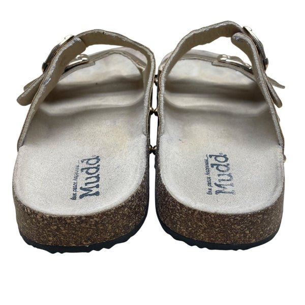 Mudd Women’s Gold Metallic Cork Sole Adjustable Buckle Straps Sandals Size M