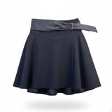 Debbie Shuchat Womens Black Flared Skirt With Faux Leather Trim Size 2