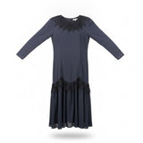 Vintage Diane Von Furstenberg Womens Navy Long-Sleeve Dress Size M