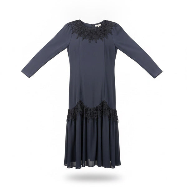 Vintage Diane Von Furstenberg Womens Navy Long-Sleeve Dress Size M
