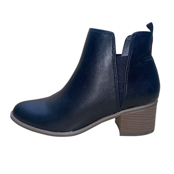 Dr. Scholls Women’s Black Faux Leather Block Heel Pull-On  Ankle Boots Size 8M