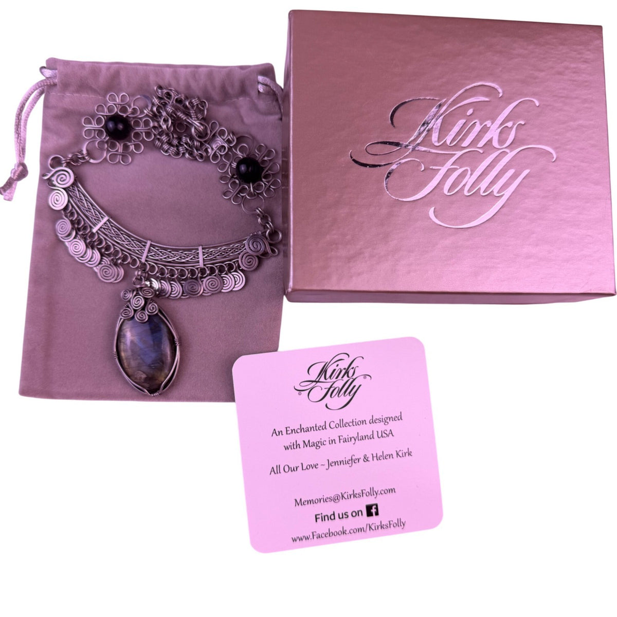 Kirks Folly Womens Silver Tone Labradorite Wire-Wrapped Statement Necklace