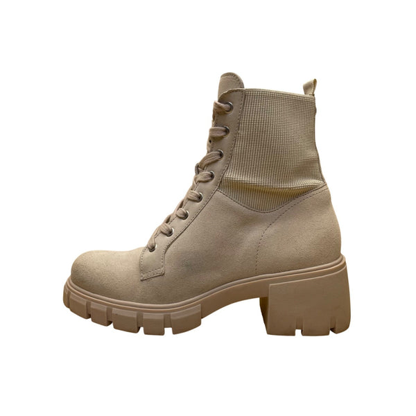 Steve Madden Women’s Beige Leather Lace-Up Zanet Combat Ankle Boots Size 9M