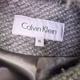 Calvin Klein Womens Gray Hooded Belted Coat Wool Blend Sz XL