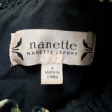 Nanette Lepore Womens Black Floral Midi Dress Ruffled Sleeveless Size 8