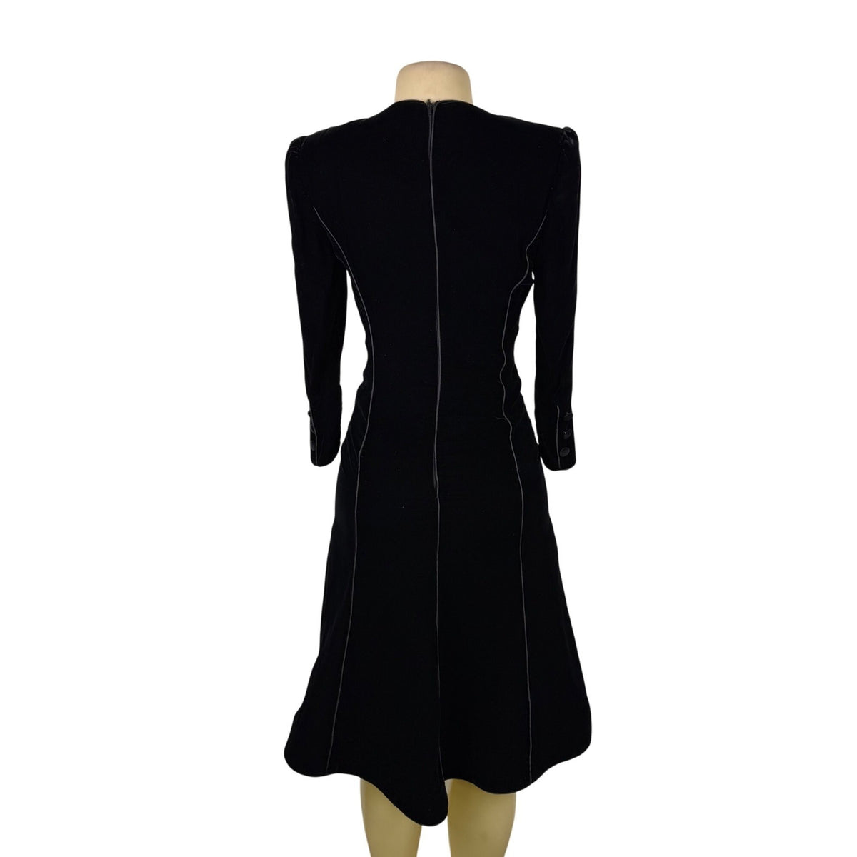 Valentino Womens Black Velvet Long Sleeve Fitted Dress  Italy Formal Size 10