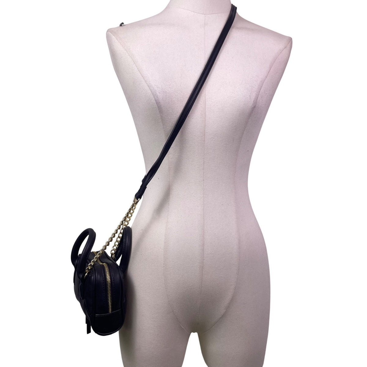 Nine West Women’s Black Faux Leather Quilted Gold Chain Strap Crossbody Mini Bag