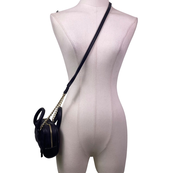 Nine West Women’s Black Faux Leather Quilted Gold Chain Strap Crossbody Mini Bag