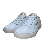 Guess Women’s White Quilted With Gold Accents Lace-Up Loven Sneakers Size 10M