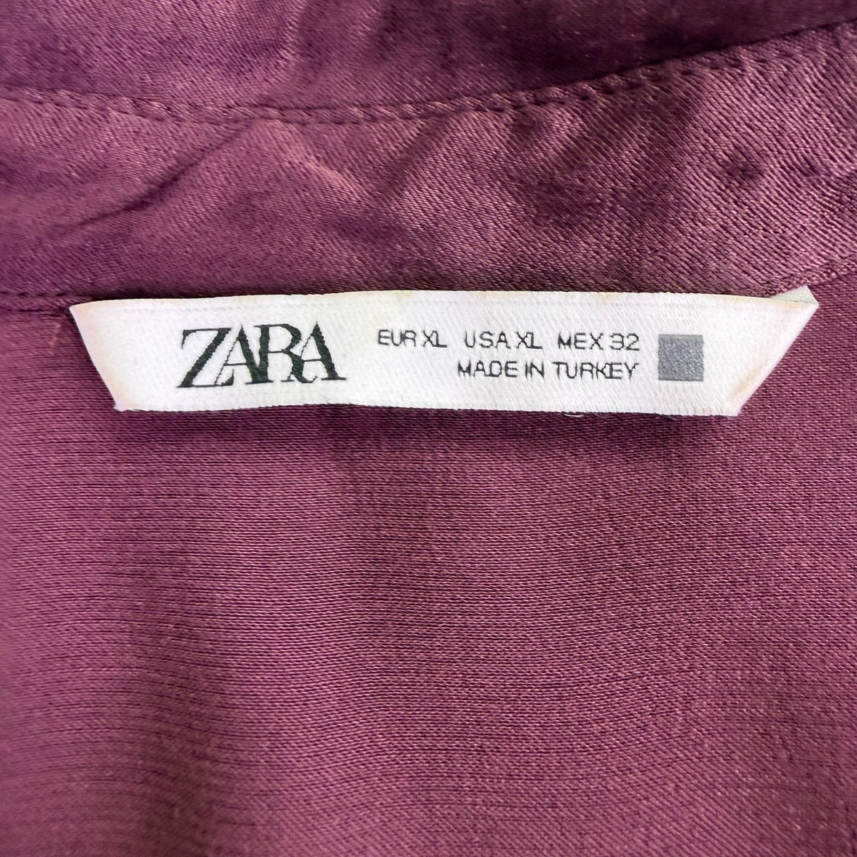 Zara Womens Purple Satin Button-Up Long-Sleeve Blouse Lightweight Sz XL 