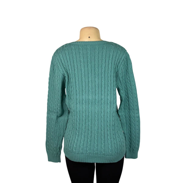 Lauren Ralph Lauren Womens Cable Knit Sweater V-Neck Pullover Sz XL