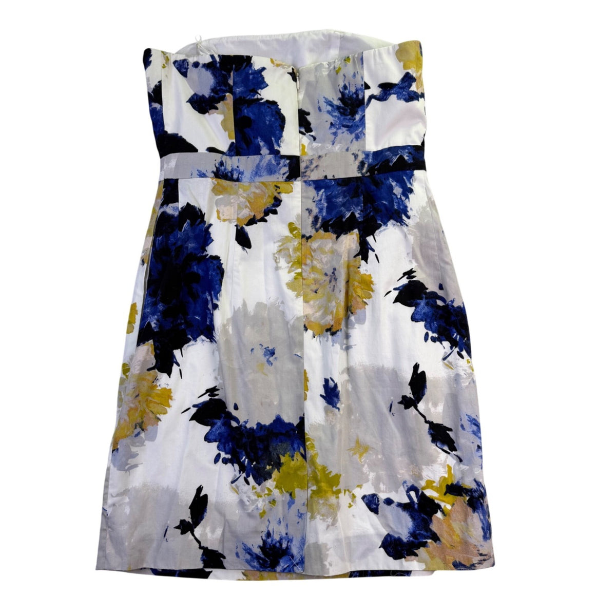 J. Crew Womens Blue & Yellow Floral Cotton Strapless Dress Summer Party Size 6