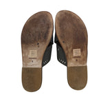 Matt Bernson Womens Gray Leather With Perforated Detailing Slide Sandals Size 8