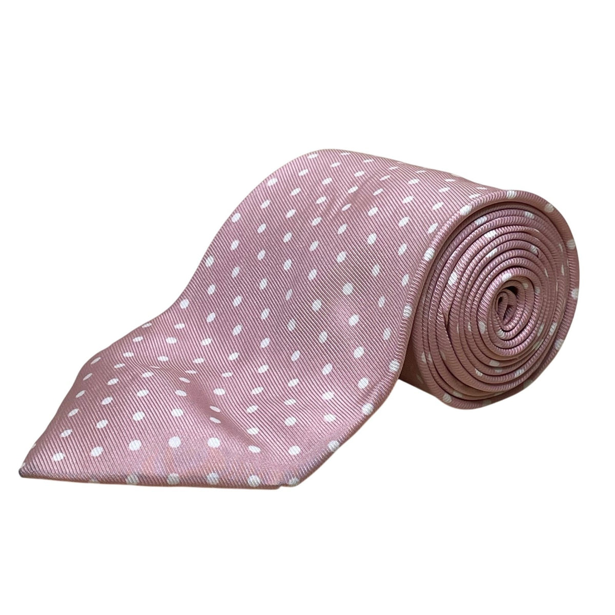 Vintage Brooks Brothers Pink & White Polka Dot Silk Necktie