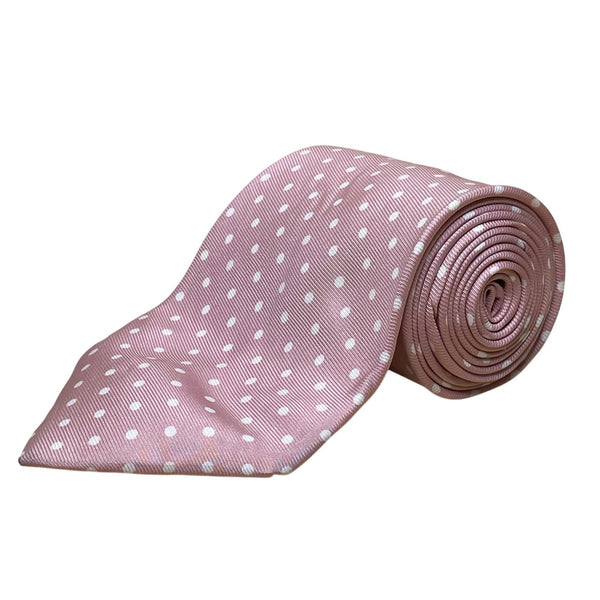 Vintage Brooks Brothers Pink & White Polka Dot Silk Necktie