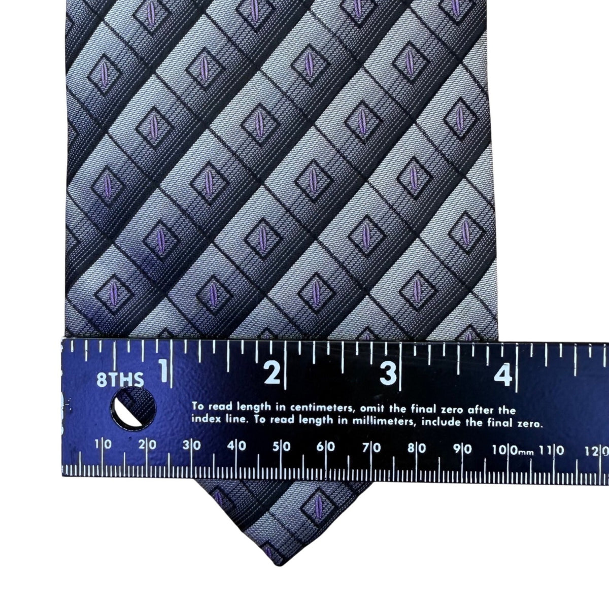 Pronto Uomo Mens Purple & Gray 100% Silk Tie Diamond Pattern Made In Italy