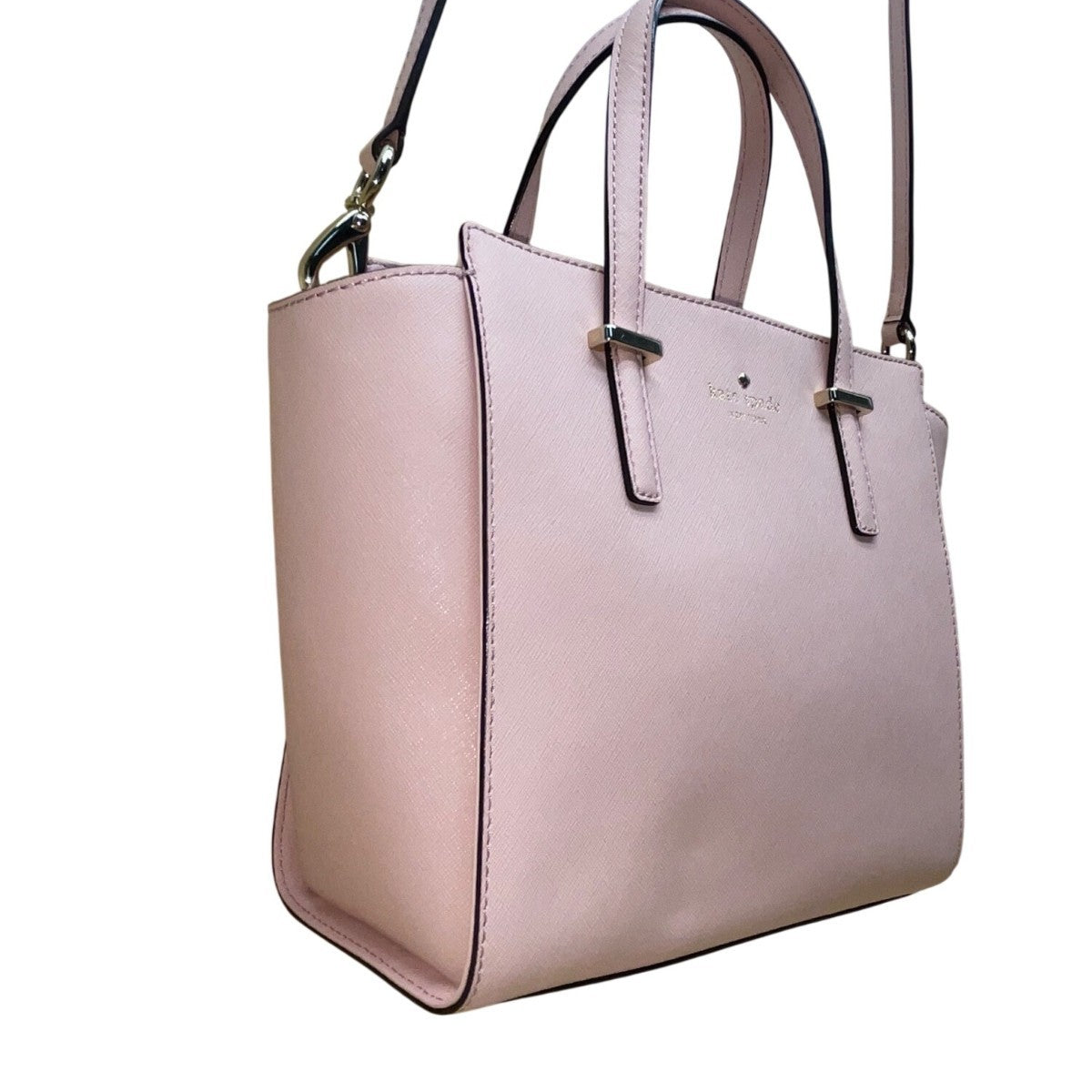 Kate Spade Women’s Pink Leather Adjustable Strap Compact Crossbody Tote Bag