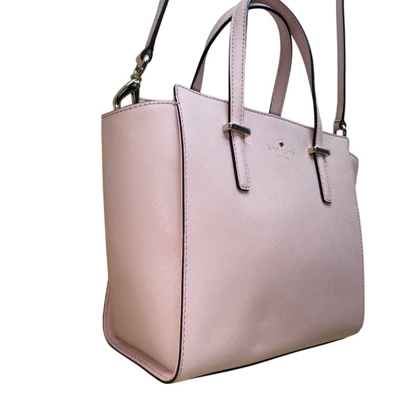Kate Spade Women’s Pink Leather Adjustable Strap Compact Crossbody Tote Bag