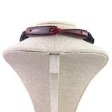 Vintage Black Glass Beads Multistrand Necklace With Unique Red Clasp Design