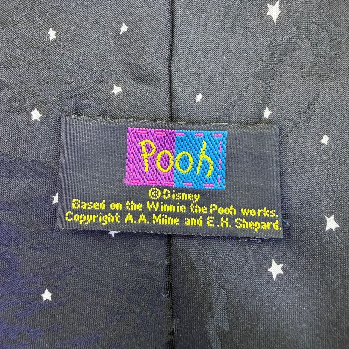 Disney Men’s Black Polyester Winnie The Pooh Necktie Starry Night Prin