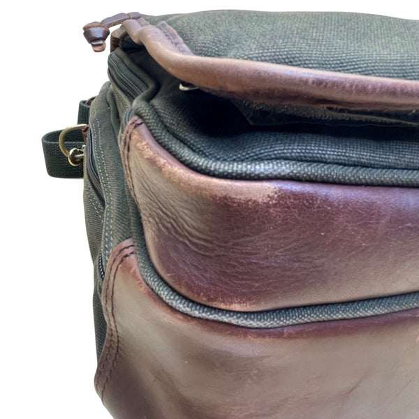 Orvis Men’s Olive Canvas &  Brown Leather With Adjustable Strap Crossbody Bag